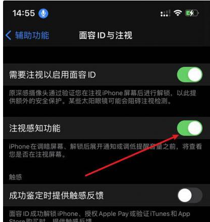 咸宁苹果14维修网点分享iPhone14注视感知功能有什么用 